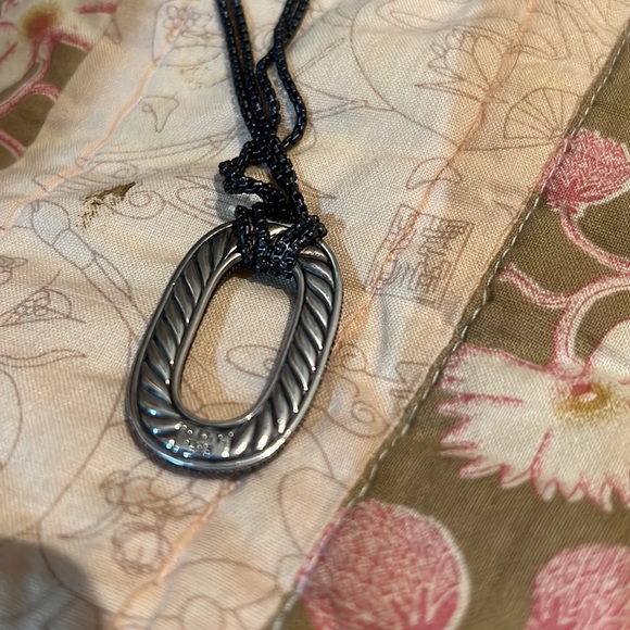 David Yurman Diamond Sterling Midnight Melange pendant 18" Necklace - Picture 3 of 4